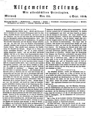 Allgemeine Zeitung Mittwoch 9. September 1818