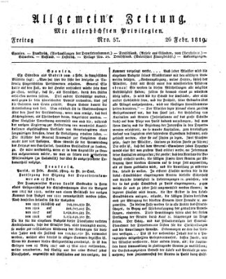 Allgemeine Zeitung Freitag 26. Februar 1819