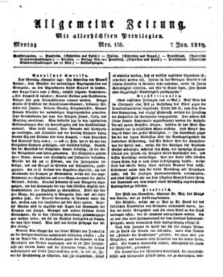 Allgemeine Zeitung Montag 7. Juni 1819