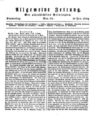 Allgemeine Zeitung Donnerstag 10. Juni 1819