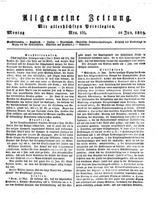 Allgemeine Zeitung Montag 14. Juni 1819