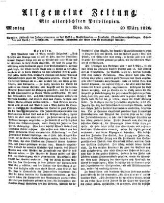 Allgemeine Zeitung Montag 20. März 1820