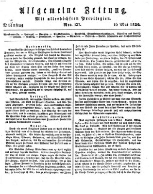 Allgemeine Zeitung Dienstag 16. Mai 1820