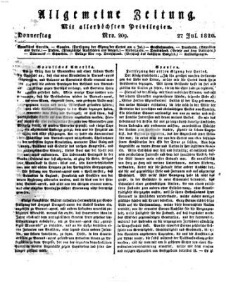 Allgemeine Zeitung Donnerstag 27. Juli 1820