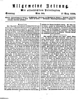 Allgemeine Zeitung Sonntag 27. August 1820