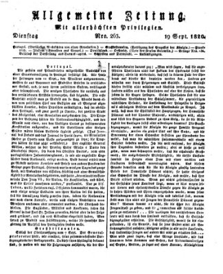 Allgemeine Zeitung Dienstag 19. September 1820
