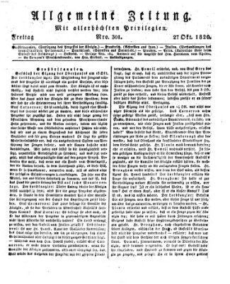 Allgemeine Zeitung Freitag 27. Oktober 1820
