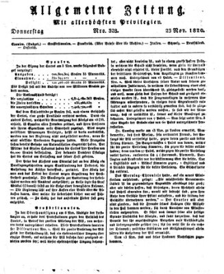 Allgemeine Zeitung Donnerstag 23. November 1820