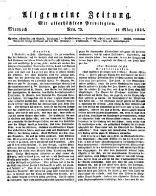 Allgemeine Zeitung Mittwoch 14. März 1821