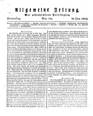 Allgemeine Zeitung Donnerstag 28. Juni 1821