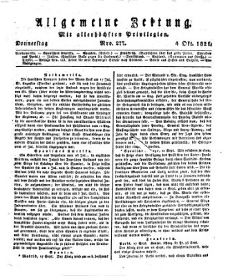 Allgemeine Zeitung Donnerstag 4. Oktober 1821