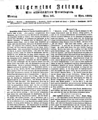 Allgemeine Zeitung Montag 12. November 1821