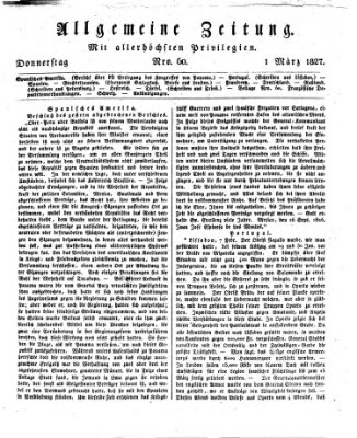 Allgemeine Zeitung Donnerstag 1. März 1827