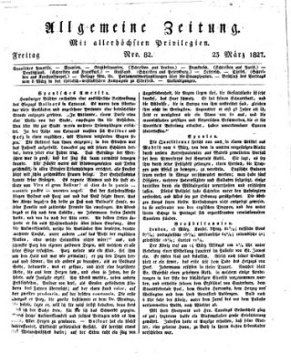 Allgemeine Zeitung Freitag 23. März 1827
