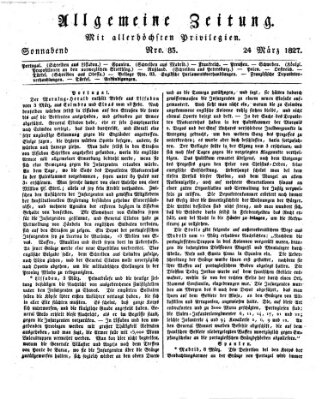 Allgemeine Zeitung Samstag 24. März 1827