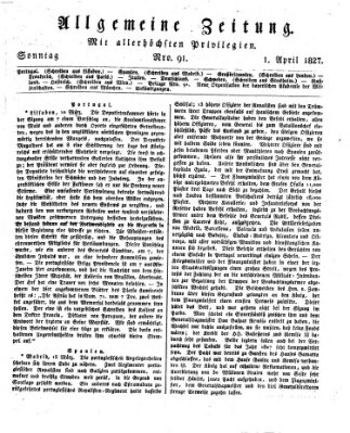 Allgemeine Zeitung Sonntag 1. April 1827