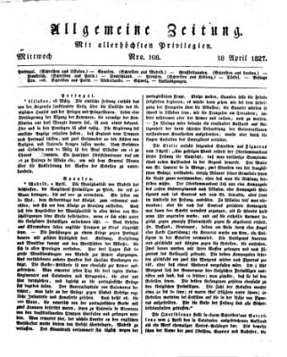 Allgemeine Zeitung Mittwoch 18. April 1827