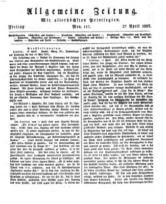 Allgemeine Zeitung Freitag 27. April 1827