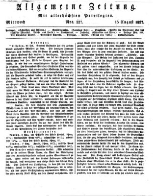 Allgemeine Zeitung Mittwoch 15. August 1827
