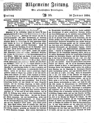 Allgemeine Zeitung Freitag 10. Januar 1834