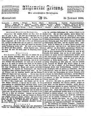 Allgemeine Zeitung Samstag 25. Januar 1834
