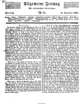 Allgemeine Zeitung Freitag 31. Januar 1834