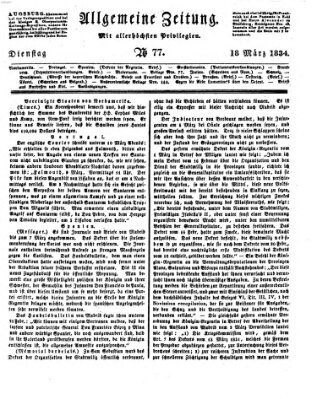 Allgemeine Zeitung Dienstag 18. März 1834