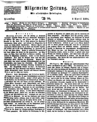Allgemeine Zeitung Dienstag 8. April 1834