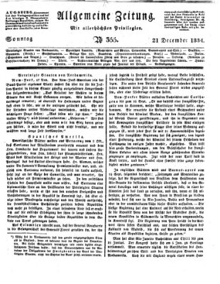 Allgemeine Zeitung Sonntag 21. Dezember 1834