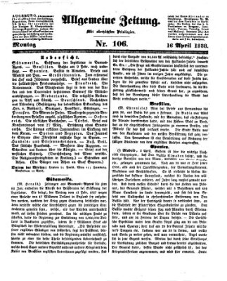 Allgemeine Zeitung Montag 16. April 1838