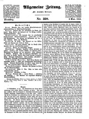 Allgemeine Zeitung Dienstag 3. Dezember 1844
