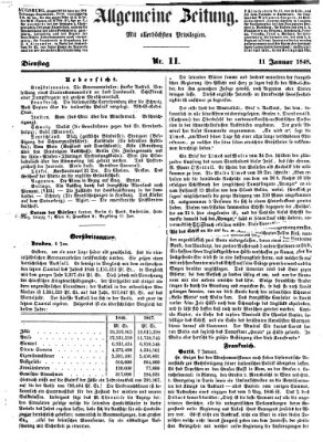 Allgemeine Zeitung Dienstag 11. Januar 1848