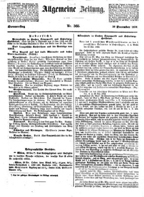 Allgemeine Zeitung Donnerstag 30. Dezember 1852