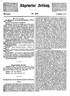 Allgemeine Zeitung Mittwoch 13. Juli 1853