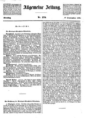 Allgemeine Zeitung Dienstag 27. September 1853
