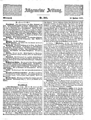 Allgemeine Zeitung Mittwoch 22. Juli 1857