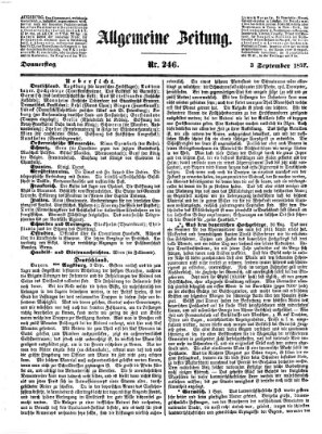 Allgemeine Zeitung Donnerstag 3. September 1857