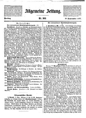 Allgemeine Zeitung Freitag 18. September 1857