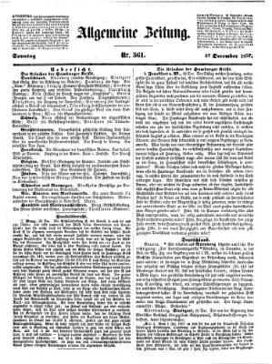 Allgemeine Zeitung Sonntag 27. Dezember 1857