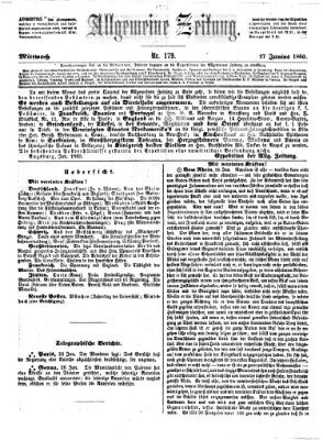 Allgemeine Zeitung Mittwoch 27. Juni 1860