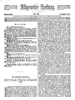 Allgemeine Zeitung Donnerstag 12. Juli 1860