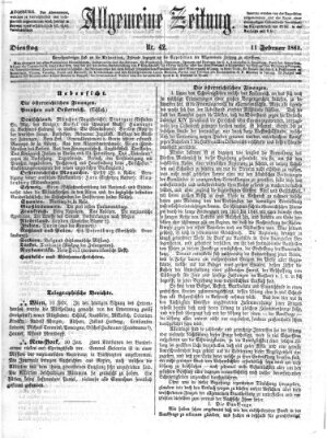 Allgemeine Zeitung Dienstag 11. Februar 1862