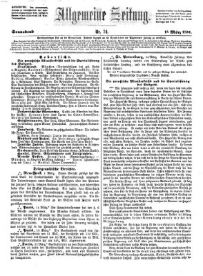Allgemeine Zeitung Samstag 15. März 1862