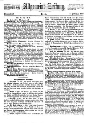 Allgemeine Zeitung Samstag 14. Februar 1863