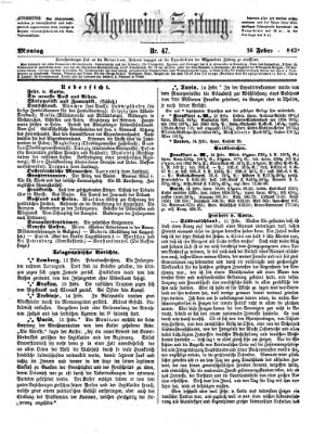 Allgemeine Zeitung Montag 16. Februar 1863
