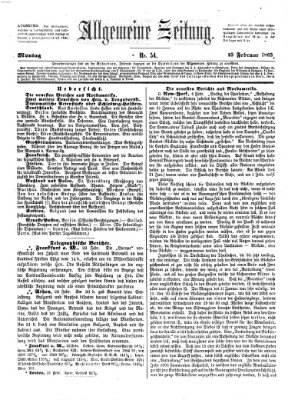 Allgemeine Zeitung Montag 23. Februar 1863