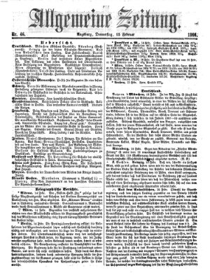 Allgemeine Zeitung Donnerstag 15. Februar 1866