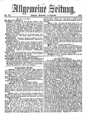 Allgemeine Zeitung Samstag 14. September 1867
