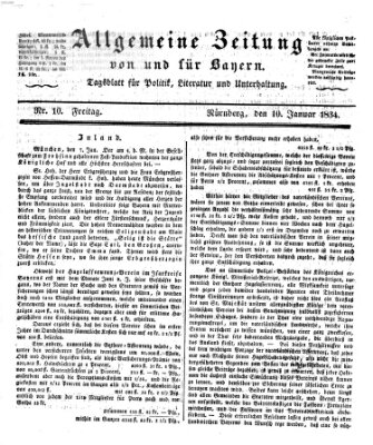 Allgemeine Zeitung von und für Bayern (Fränkischer Kurier) Freitag 10. Januar 1834