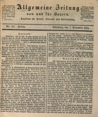 Allgemeine Zeitung von und für Bayern (Fränkischer Kurier) Freitag 7. November 1834